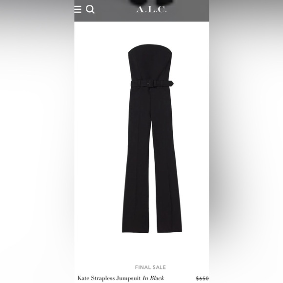 A.L.C. Kate Strapless Belted Jumpsuit size 8 - Picture 4 of 6